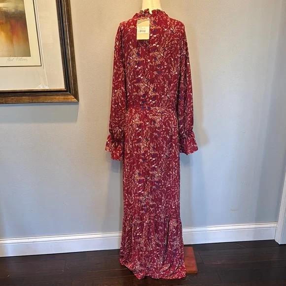 Elegant polyester Floral Long Sleeve maxi Dress NWT XXL - Picture 7 of 16